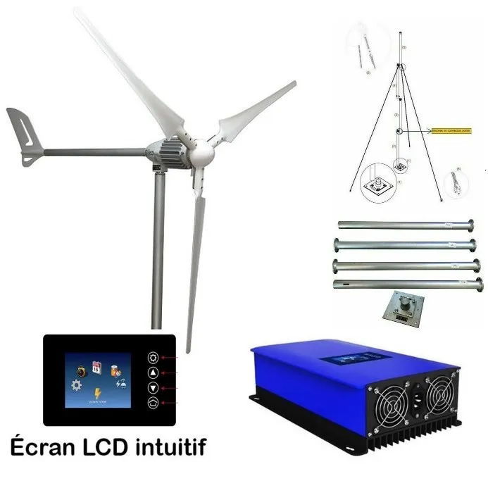 Kit éolienne 1000 W 230 V avec mât et onduleur